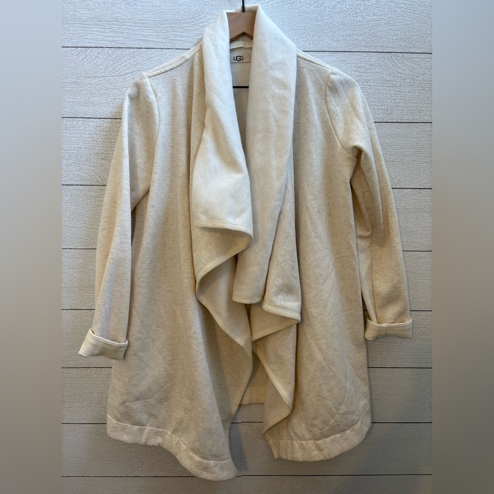 UGG Womans Janni Fleece Blanket Cardigan Size XS in Ivory, Soft Cotton Blend - Picture 7 of 16
